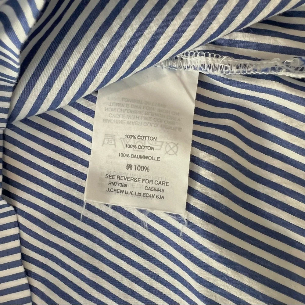 J. Crew Blue and White Stripe Ruffle Trim Sleeveless Top Size 8 - Picture 5 of 8